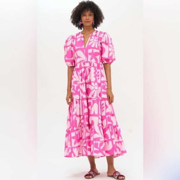 Oliphant Pink and White Floral Maxi Dress - Picture 1 of 5